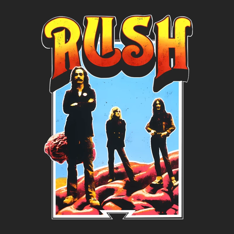 Retro Rush Rock Band Promotional Poster from the 1970s Male Pullover Sweatshirt