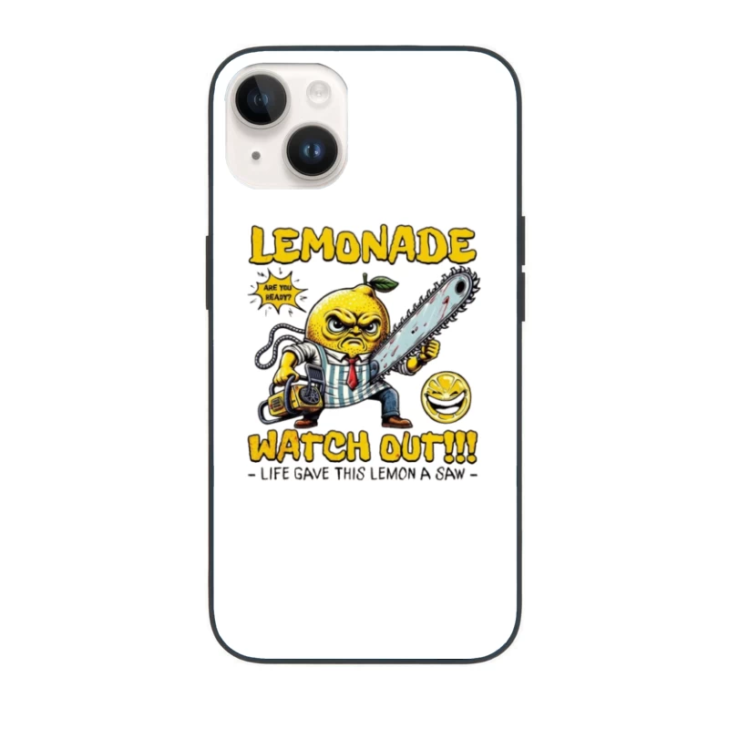 Angry Cartoon Lemon with Chainsaw: "Life Gave This Lemon a Saw" iPhone Case