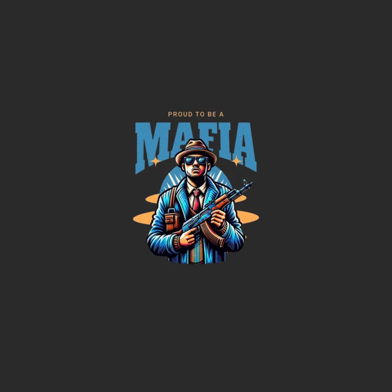 Vintage-Style Mafia Gangster Illustration with Weapon Baseball Cap