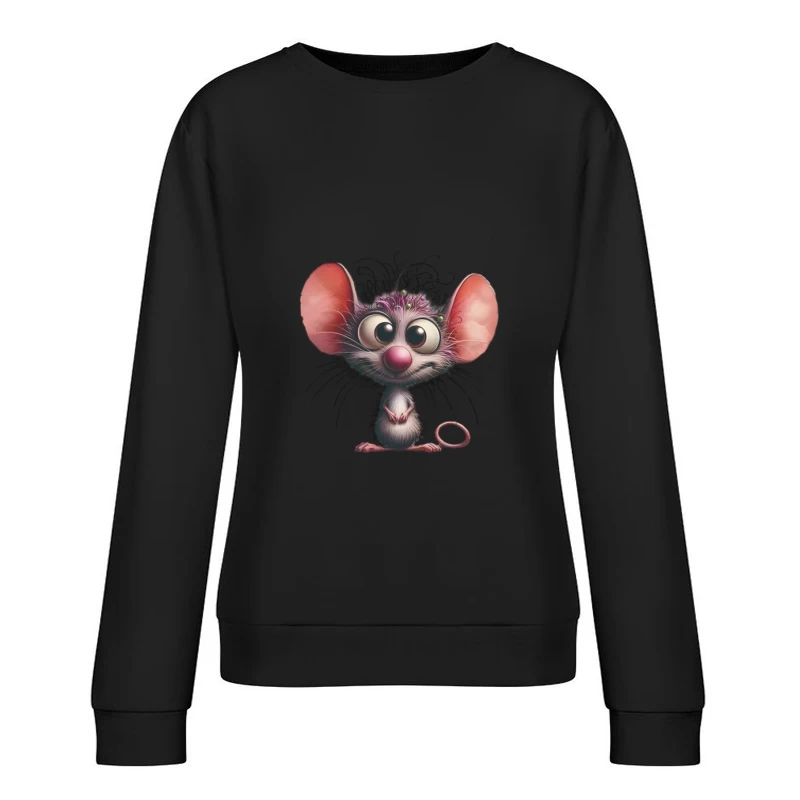Souris mignonne de dessin animé aux grandes oreilles Femme Sweat-shirt à enfiler