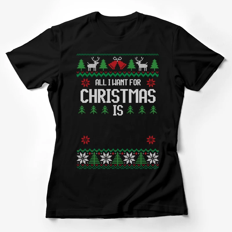 Motif de Noël tricoté avec texte festif Femme T-Shirt
