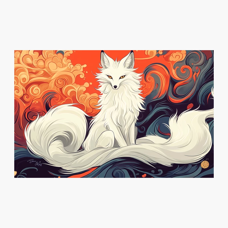 Mystical White Fox in Swirling Fantasy Dreamscape Travel Mug