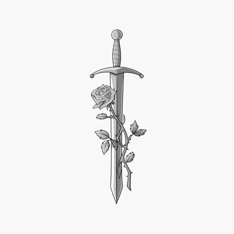 Romantic Medieval Sword Entwined with Rose Cotton Tote Bag