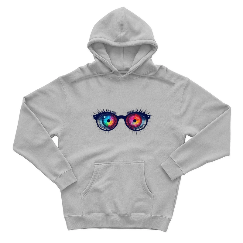 Psychedelic Rainbow Eyes Behind Glasses Male Pullover Hoodie