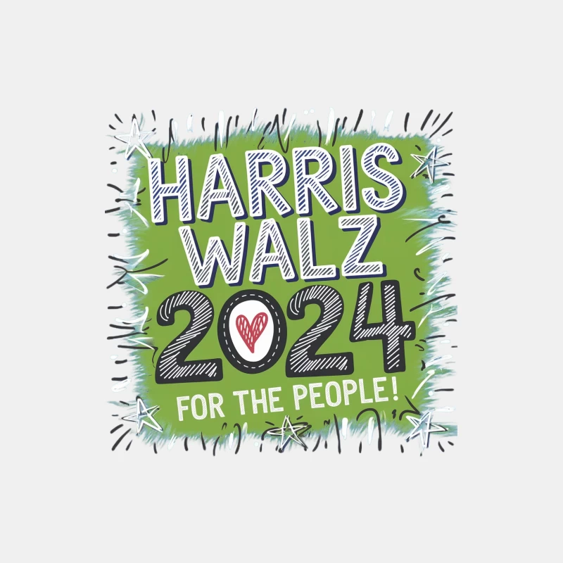 Harris Walz 2024 Campaign Typography with Green Background Male Tank Top