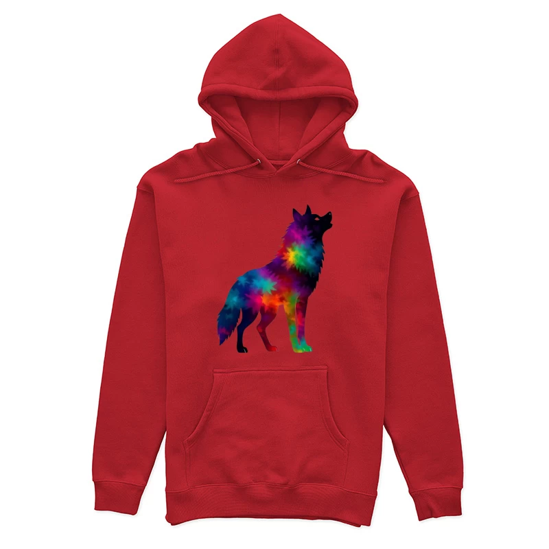 Colorful Howling Wolf Silhouette Female Pullover Hoodie