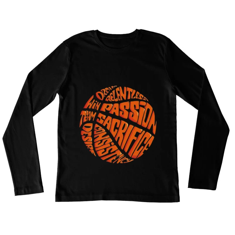 Basketball-Wortwolke mit Motivationsworten Damen Langarm T-Shirt