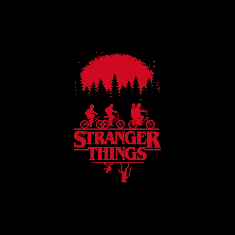 Stranger Things Red Silhouette Poster with Kids on Bikes iPhone Case