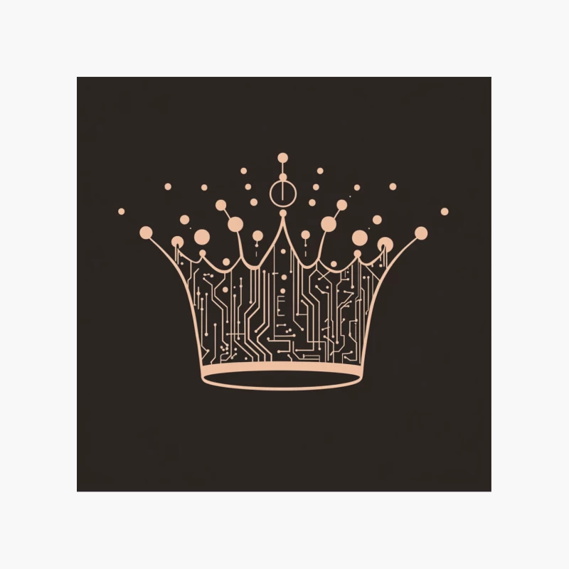 Digital Circuit Crown: Merging Technology and Royalty Cotton Tote Bag