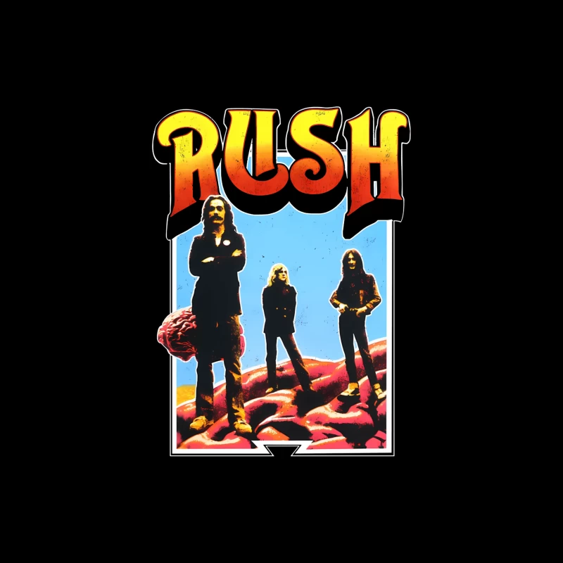 Retro Rush Rock Band Promotional Poster from the 1970s Throw Pillow