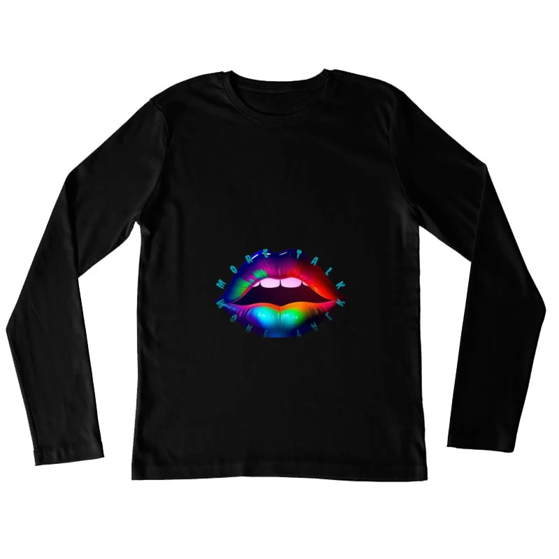 Rainbow Pierced Lips Pop Art Design Female Long Sleeve T-Shirt