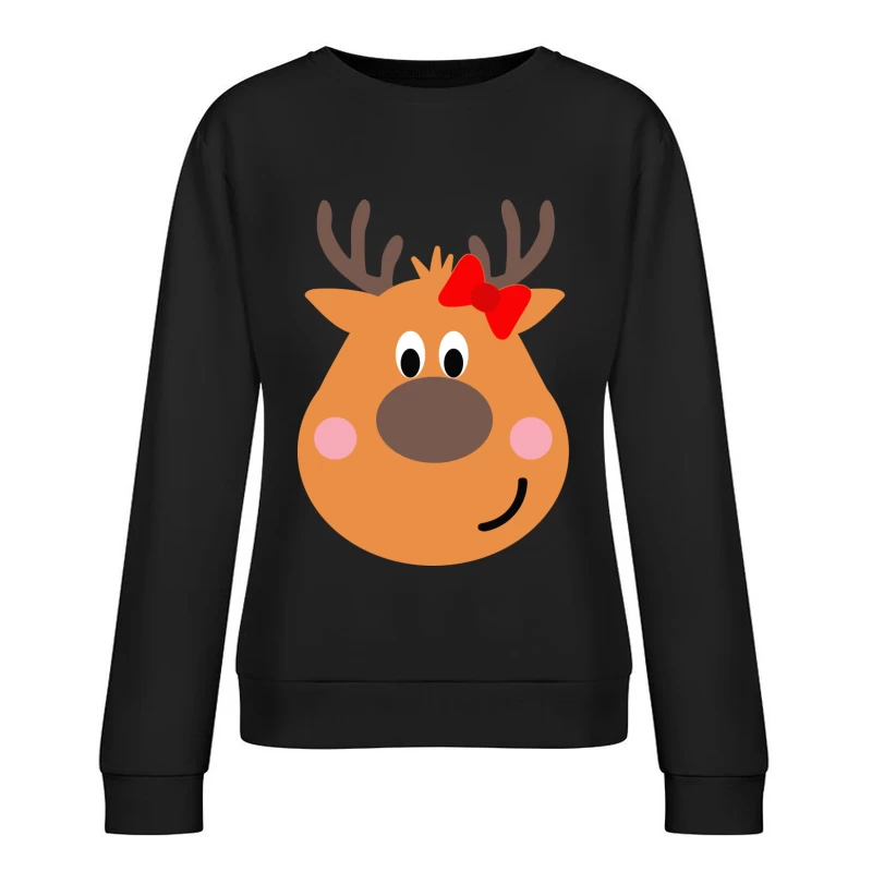 Renne mignon avec nœud rouge Femme Sweat-shirt à enfiler