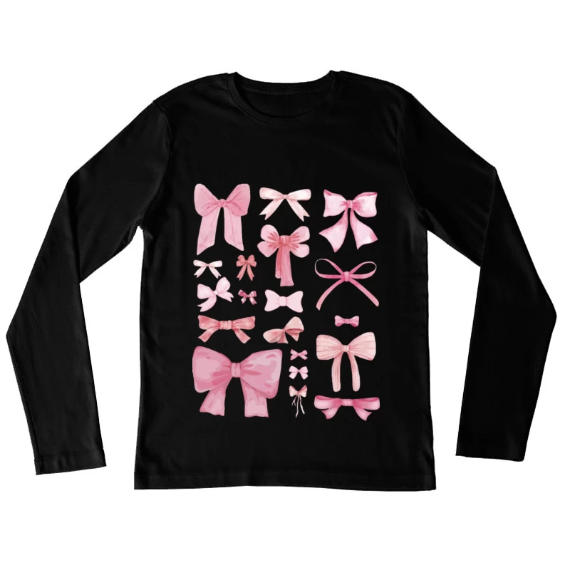 Verschiedene Rosa Schleifen Muster Damen Langarm T-Shirt