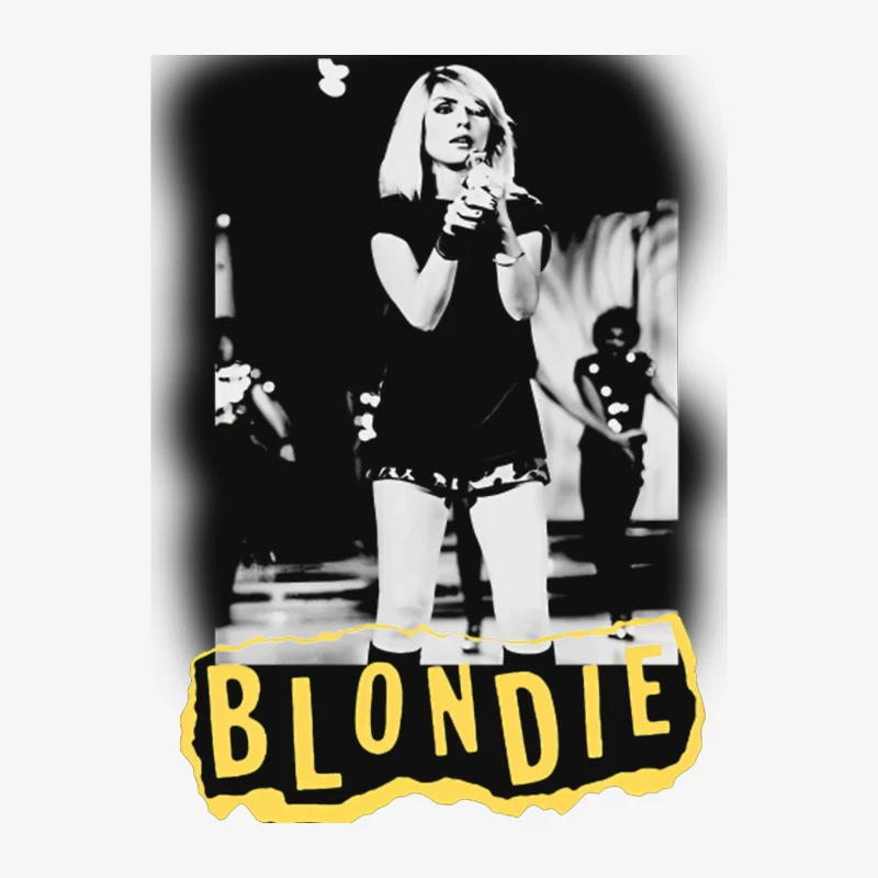 Iconic Blondie Concert Performance in Black and White, 1970s Female Pullover Sweatshirt