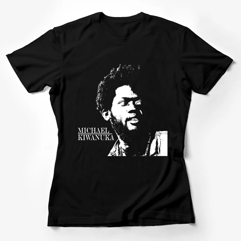 Black and White Line Art Portrait of Michael Kiwanuka Female T-Shirt