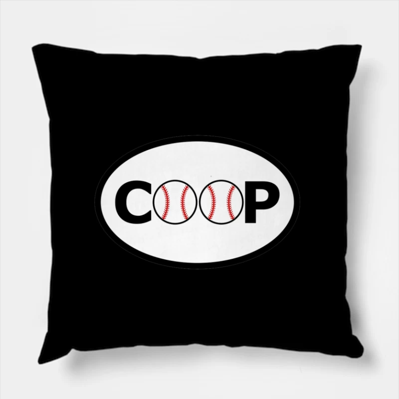 Baseball-Themed COOP Logo Design Throw Pillow