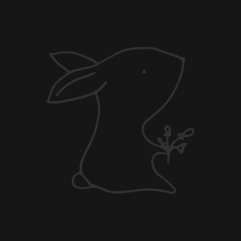 Ligne de dessin d'un lapin avec une plante Homme Manches Longues T-Shirt