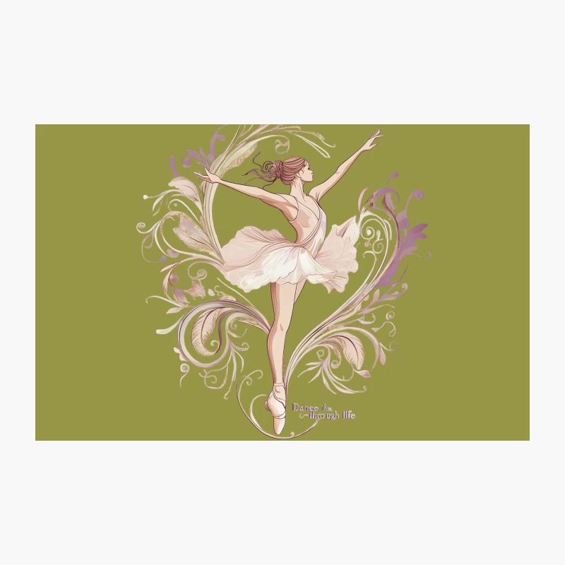 Graceful Ballerina: Artistic Floral Dance Illustration Travel Mug
