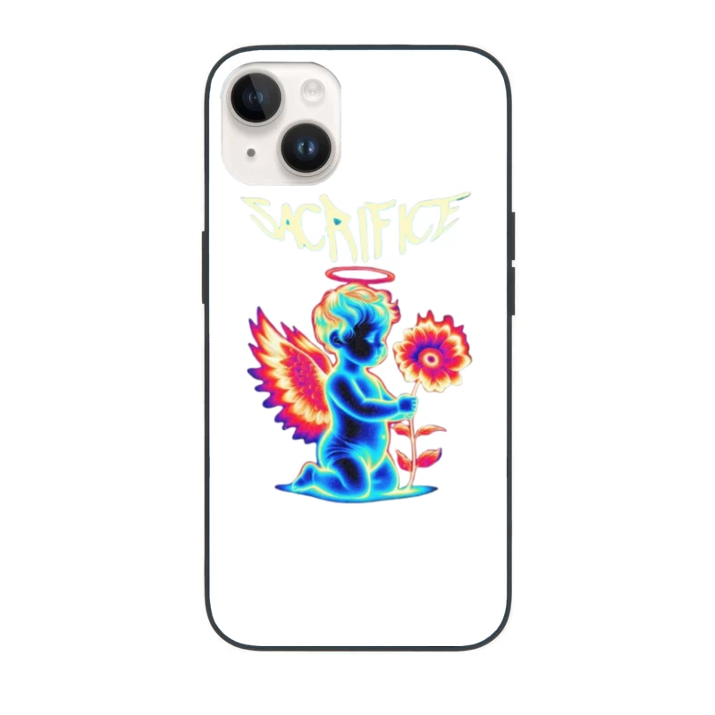 Neon Angel with Rainbow Wings - Sacrifice Art iPhone Case