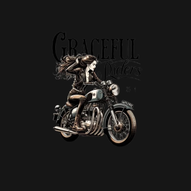 Graceful Riders: Vintage Motorcycle Art with Female Motorcyclist Male Long Sleeve T-Shirt