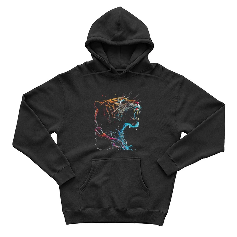 Bunte Tigerkunst, Farbe, Linienkunst Herren Pullover Hoodie