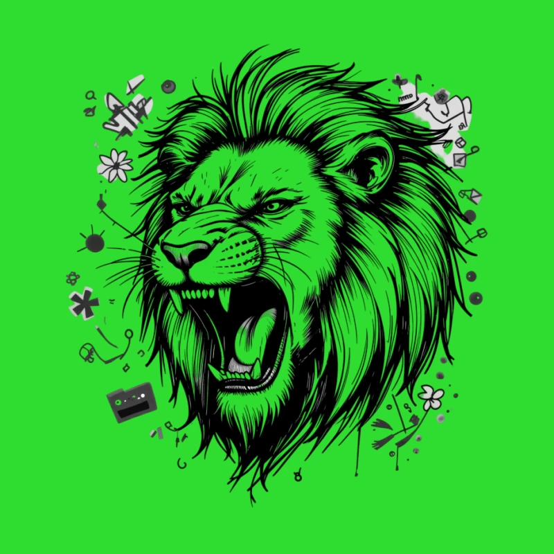 Roaring Lion Illustration Pin