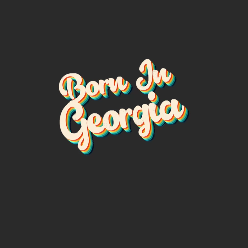 Born In Georgia - 80_s Retro Style Typographic Design Baseball Cap