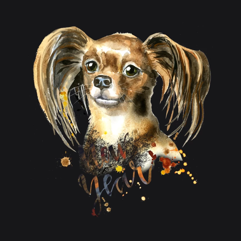 Portrait de chien et Nouvel An aquarelle Homme Sweat à capuche
