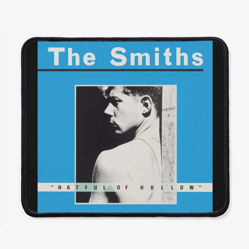 The Smiths "Hatful of Hollow" Album Cover with Black and White Portrait on Blue Background Mouse Pad