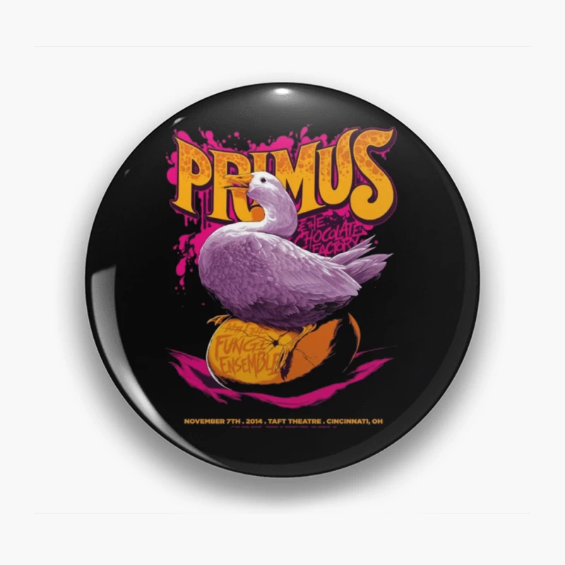 Primus Rock Band Concert Poster with Purple Duck Design Pin