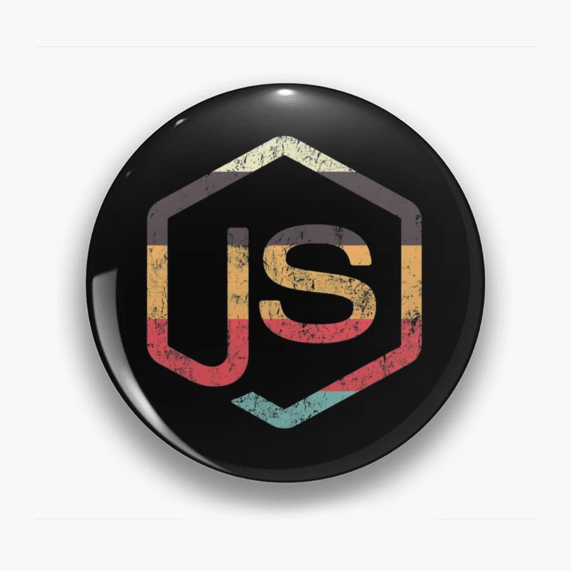 Vintage JavaScript Hexagonal Logo Design Pin