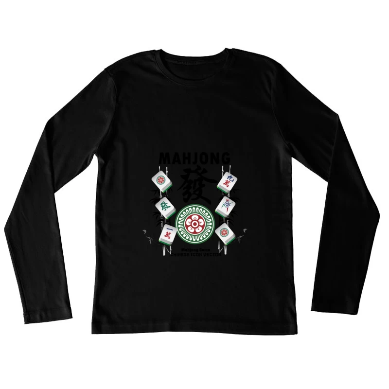Mahjong Spielsteine und Muster Damen Langarm T-Shirt
