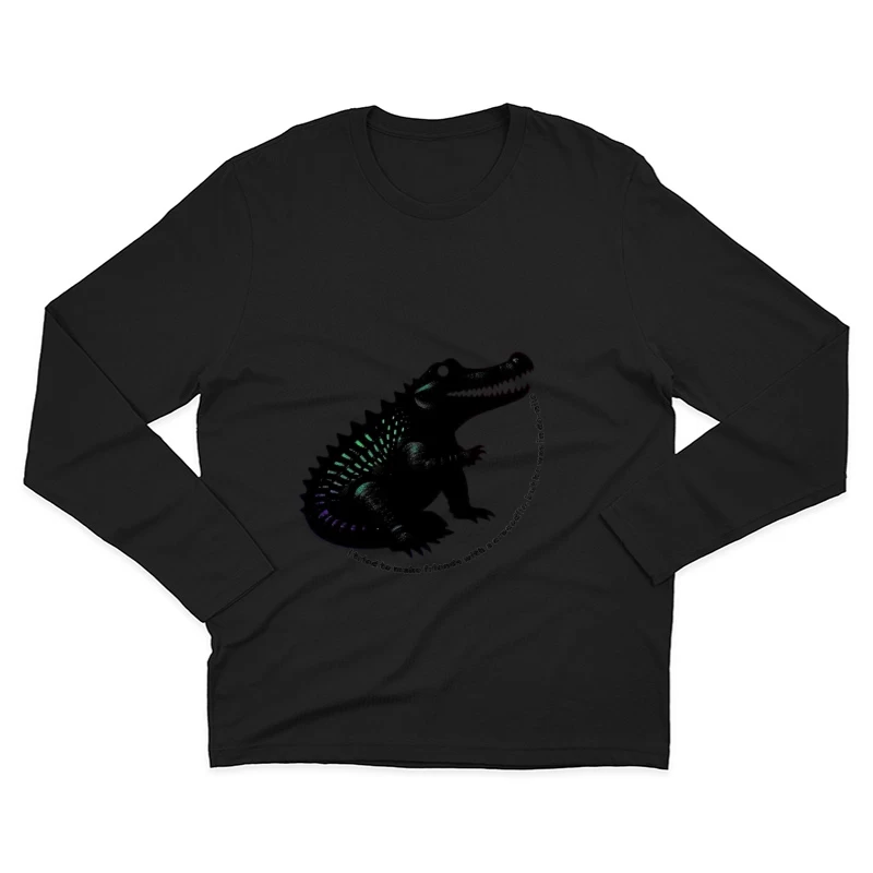 Friendly Black Dinosaur Silhouette with Friendship Quote Male Long Sleeve T-Shirt