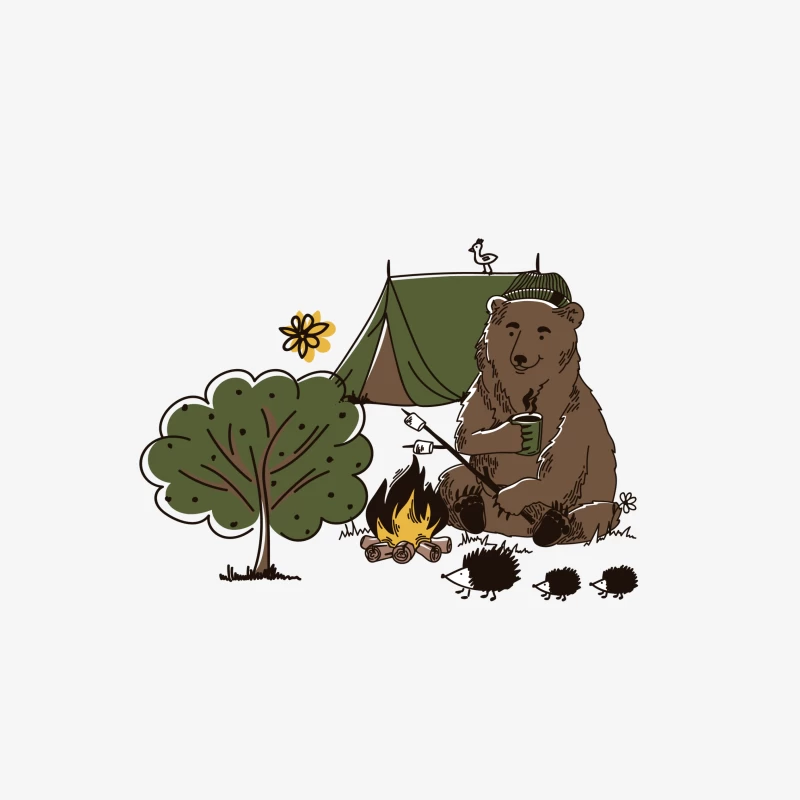 Gemütlicher Bär am Lagerfeuer Herren Pullover Sweatshirt