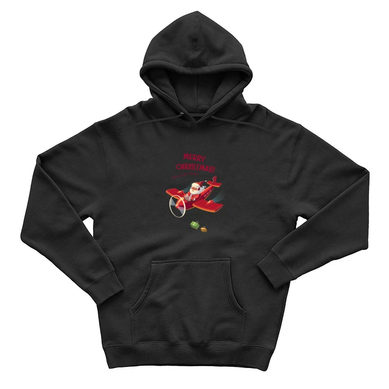 Père Noël en avion souhaitant Joyeux Noël Homme Sweat à capuche