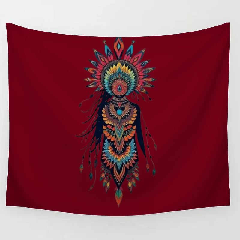 Colorful Abstract Floral Figure Art Tapestry