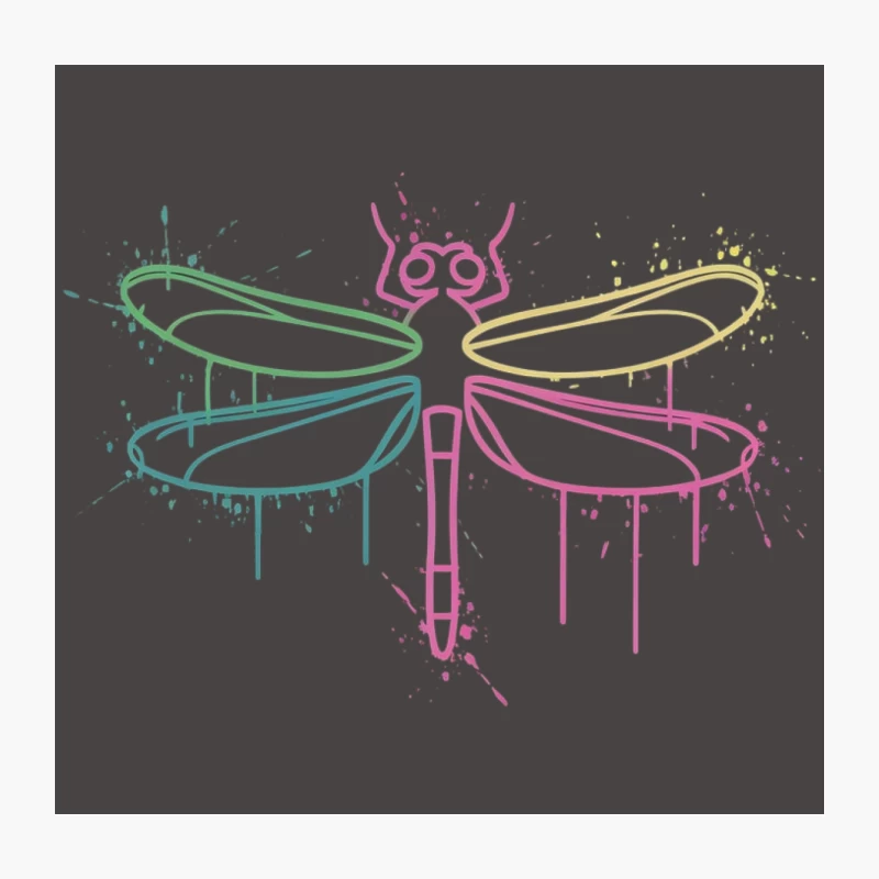 Colorful Watercolor Dragonfly Minimalist Splash Art Throw Pillow