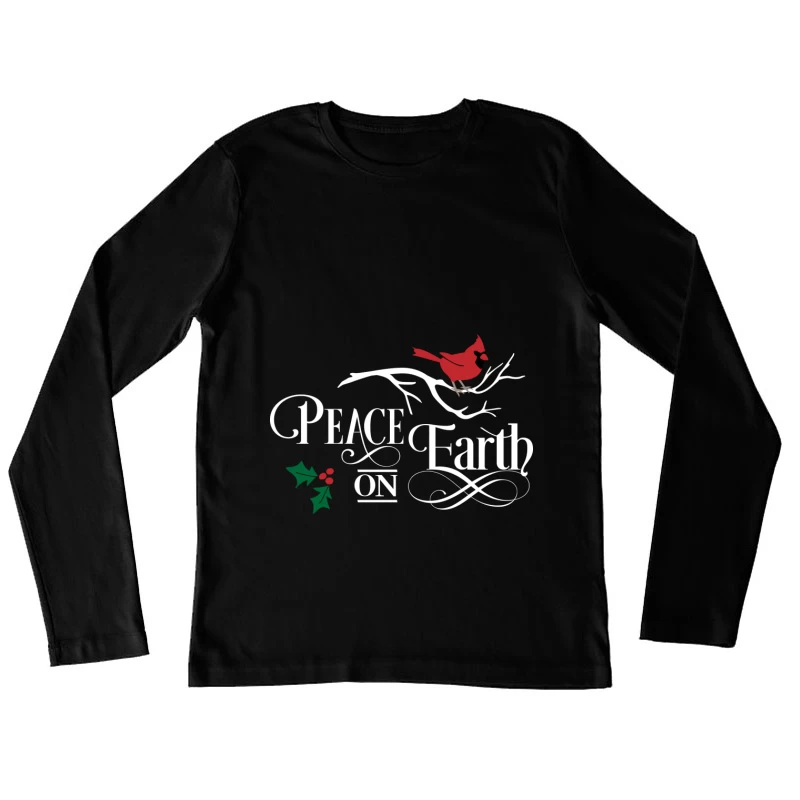 Carte de Vœux avec Rouge-gorge et Houx Femme Manches Longues T-Shirt