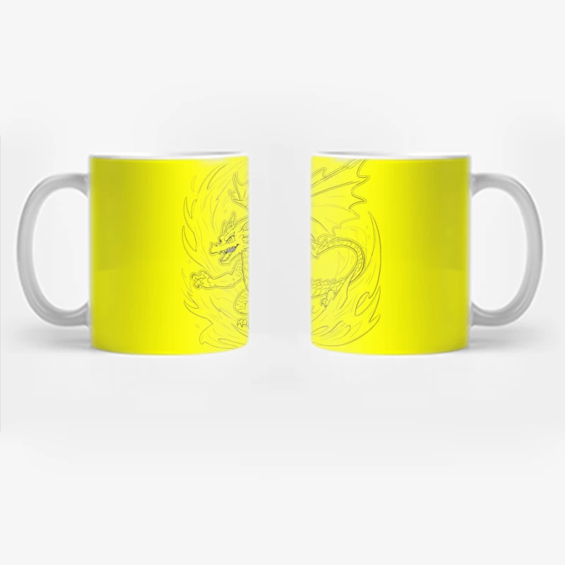 Fiery Dragon Illustration Coffee Mug