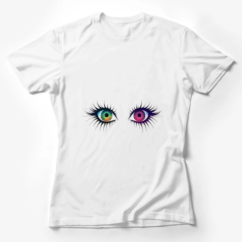 Artistic Illustration of Colorful Heterochromatic Eyes Female T-Shirt