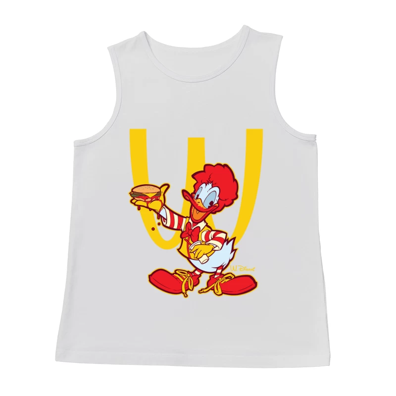 Cartoon Fast Food Character Holding a Burger Male Tank Top