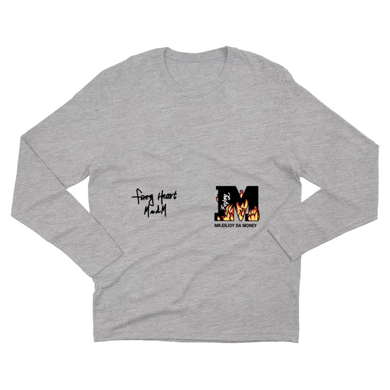 Kunstwerk mit Flammen Herren Langarm T-Shirt
