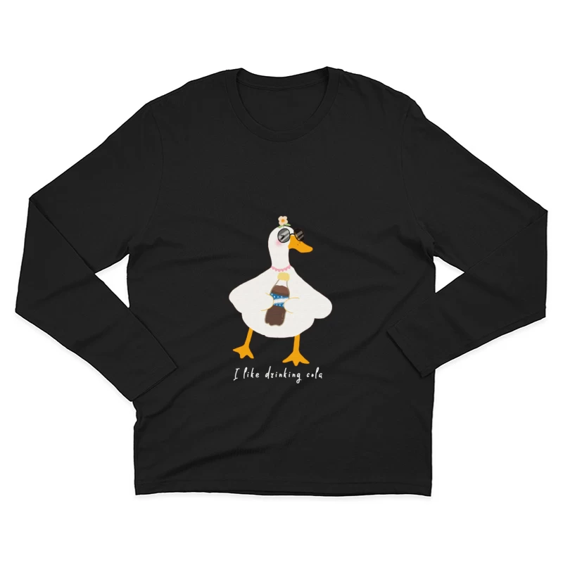 Lustige Ente mit Sonnenbrille und Cola Herren Langarm T-Shirt