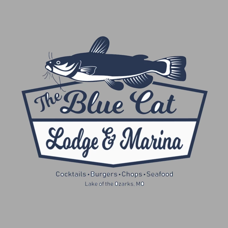 Blue Cat Lodge & Marina Restaurant Logo at Lake of the Ozarks Female Pullover Hoodie