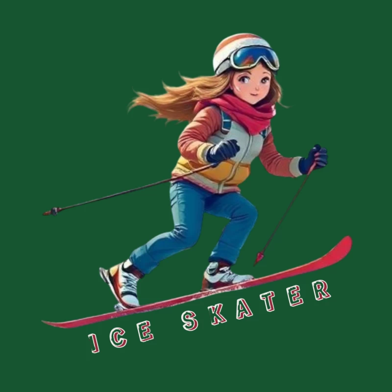 Animated Ice Skater in Winter Sports Gear Pin