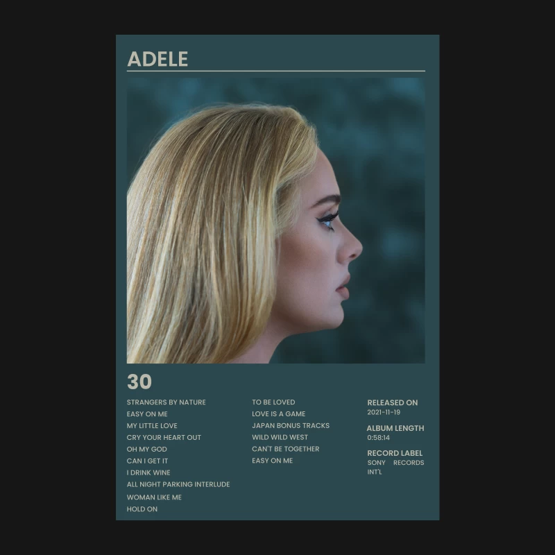 Adele's "30" Album Cover and Tracklist Female Long Sleeve T-Shirt