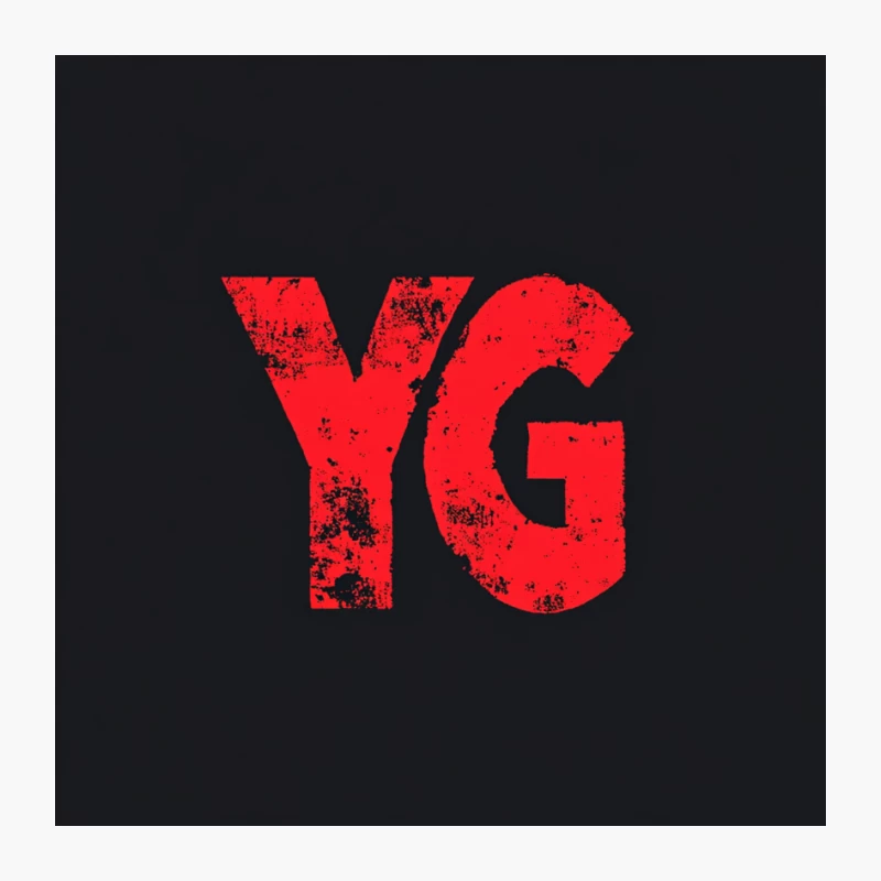 Distressed YG Logo on Black Background Pin