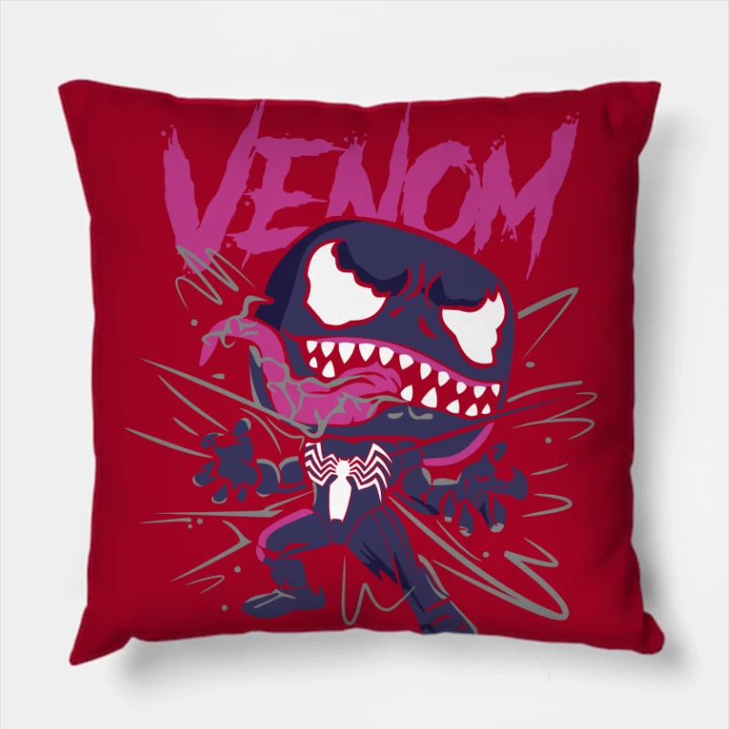 Cartoon Venom Character Illustration Throw Pillow