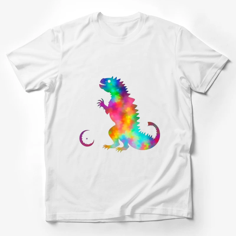 Rainbow Watercolor T-Rex Silhouette Male T-Shirt