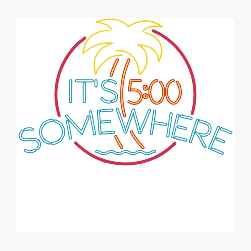 Neon Sign It_s 5 O_Clock Somewhere Throw Pillow